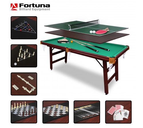 Бильярдный стол Fortuna Русская Пирамида 6фт 9 в 1 с комплектом аксессуаров