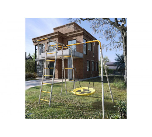 Детский спортивный комплекс для дачи ROMANA Лесная поляна - 3 (желтый/серый)