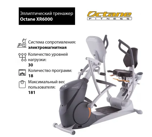 Горизонтальный эллиптический тренажер Octane XR6000 с консолью Smart