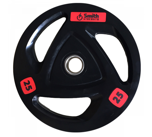 Диск для штанги Smith WP085-25 c 3-м хватом, обрезиненный, 25кг