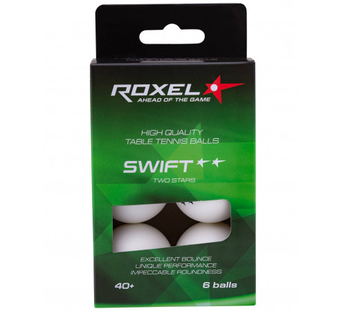 Мяч для настольного тенниса 2* Swift, белый, 6 шт