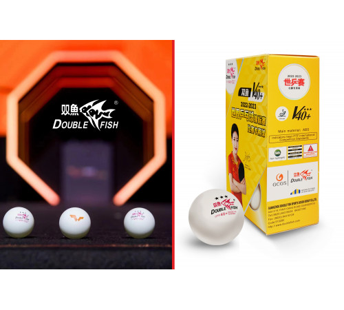 Мячи для н/т Double Fish V40+ 3 star WTTC (6шт.)